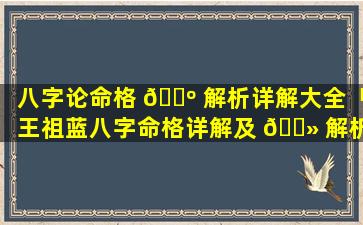 八字论命格 🐺 解析详解大全「王祖蓝八字命格详解及 🌻 解析」